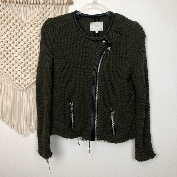 IRO Jackets & Blazers - IRO Forest Green Knit Distressed Statement Jacket